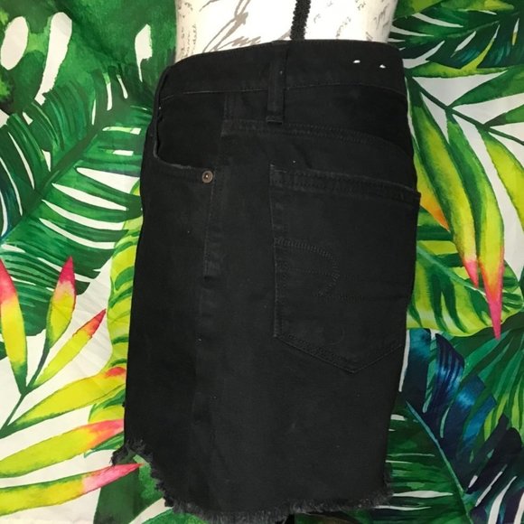 American Eagle Sz 2 Black Denim Button Closure School Casual Mini Skirt - Picture 3 of 8
